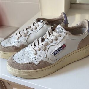 Autry White and Tan Sneakers